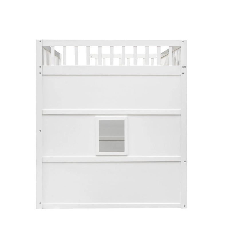 Full Size House Loft Bed With Ladder-Gray