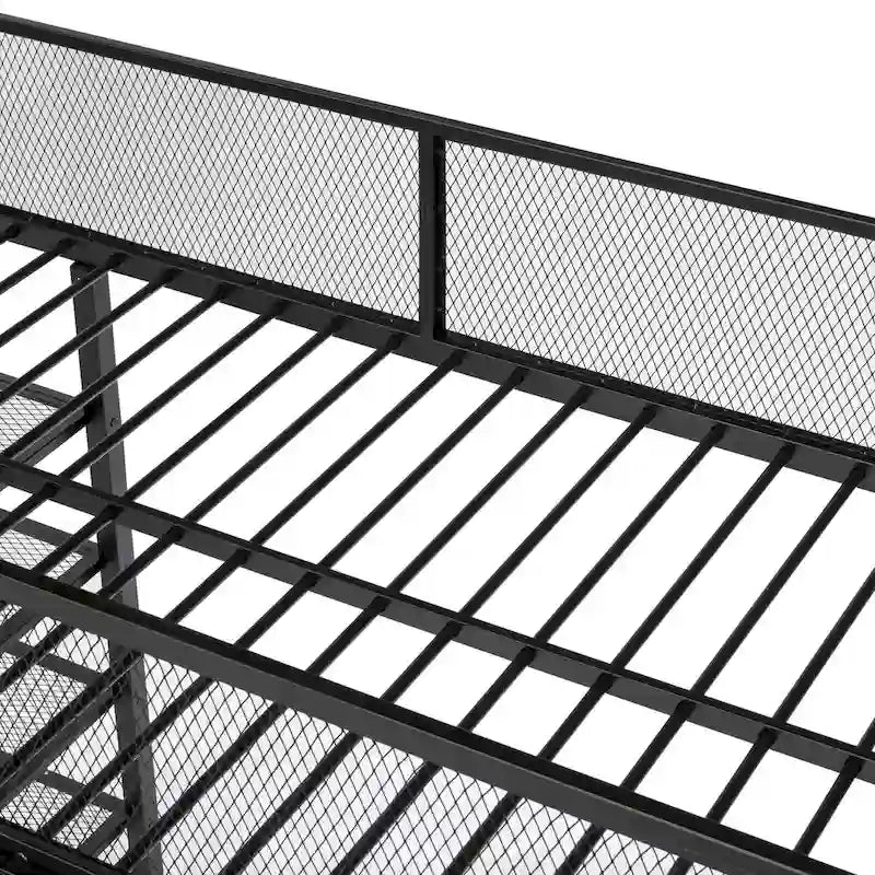 Twin Size Metal Loft Bed with 4-Tier Shelves and Storage, Twin Loft Bed Frame for Dorm, Boys & Girls, Teens