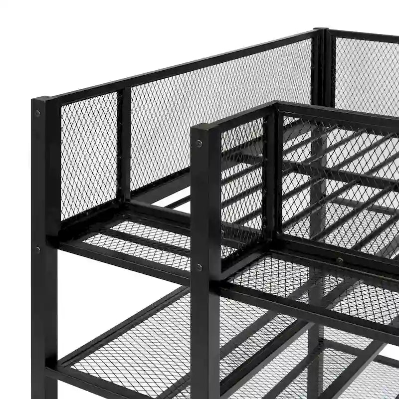 Twin Size Metal Loft Bed with 4-Tier Shelves and Storage, Twin Loft Bed Frame for Dorm, Boys & Girls, Teens
