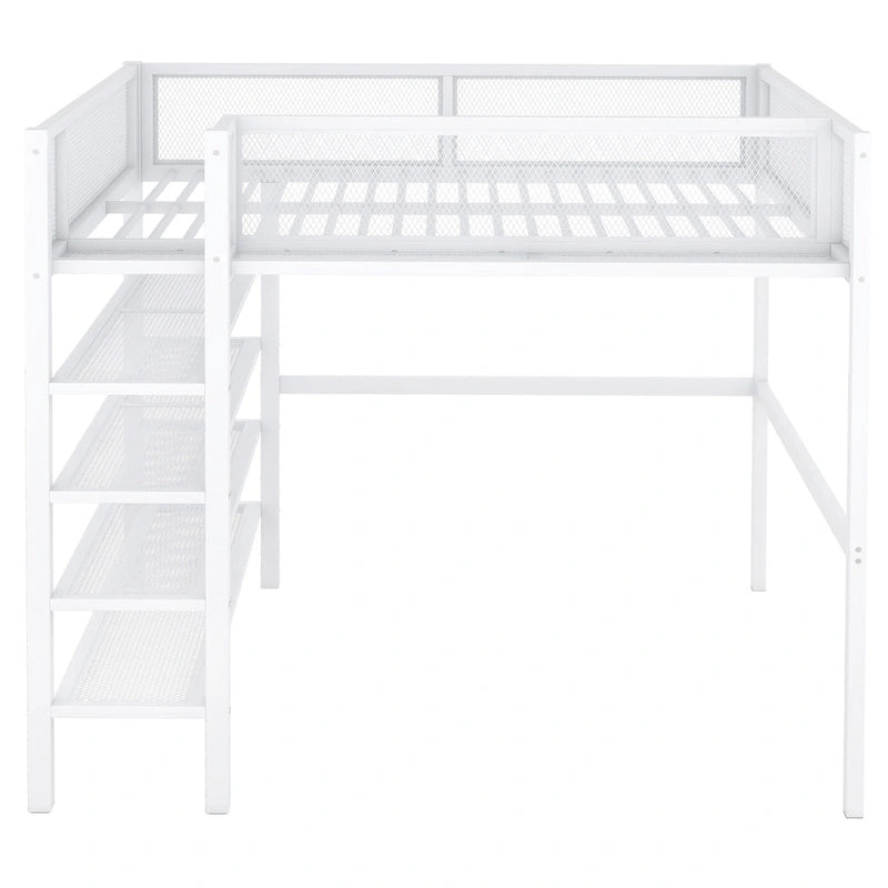 Full Loft Bed with Four Shelves