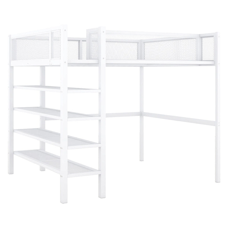Full Loft Bed with Four Shelves