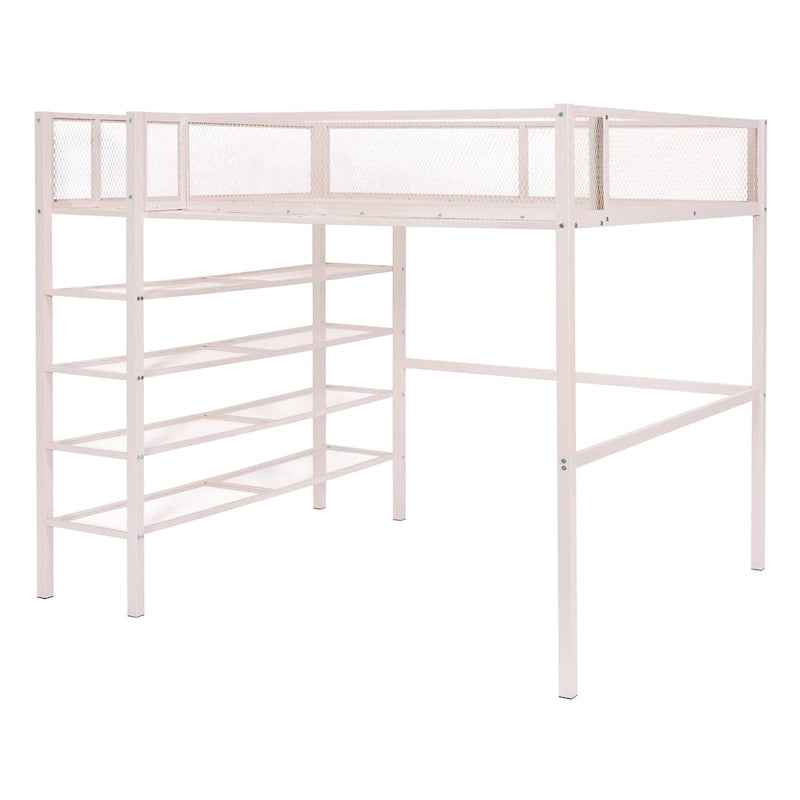 Full Loft Bed with Four Shelves