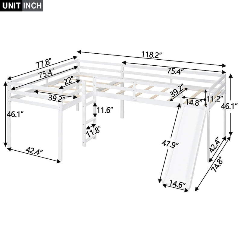 Loft Bed with Ladder and Slide
