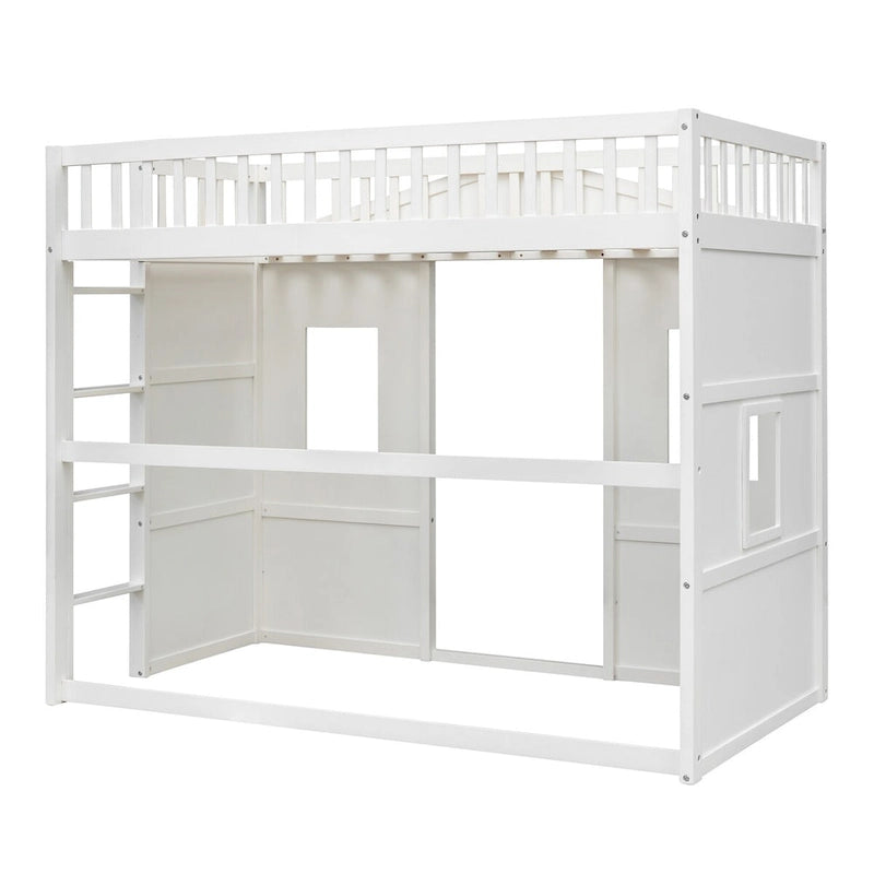 Twin Size Creativity House Bed Wood Loft Bed with Ladder