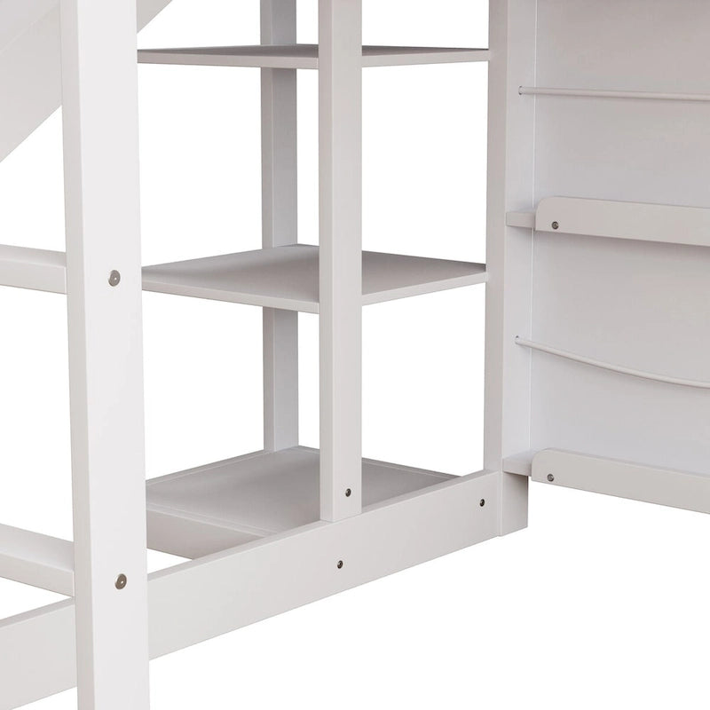 Twin Size Wood House Loft bed with Slide