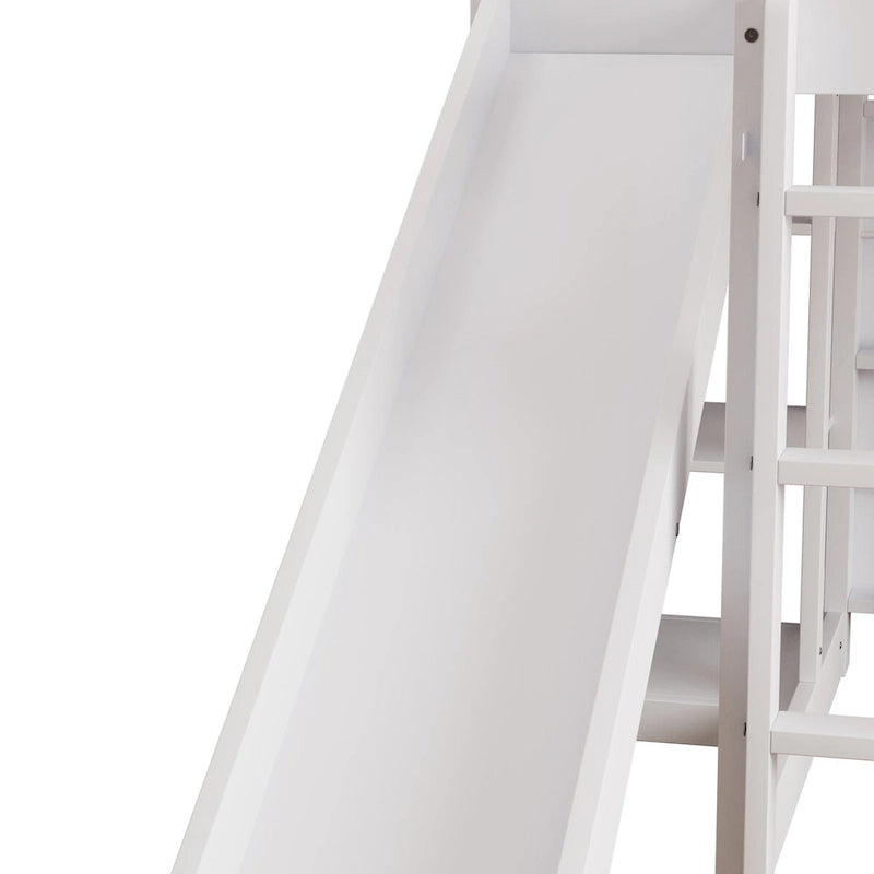 Twin Size Wood House Loft bed with Slide