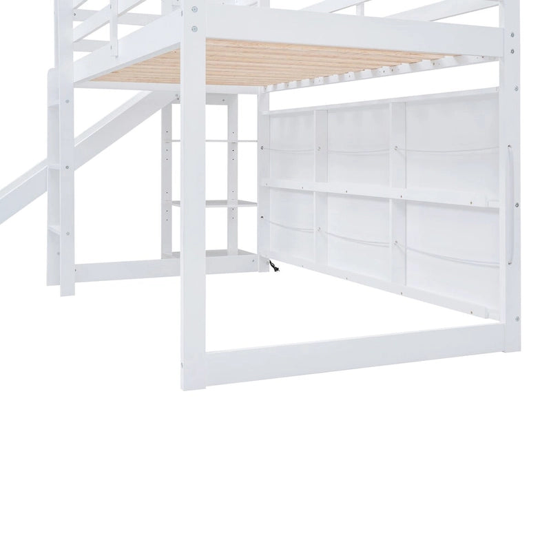 Twin Size Wood House Loft bed with Slide