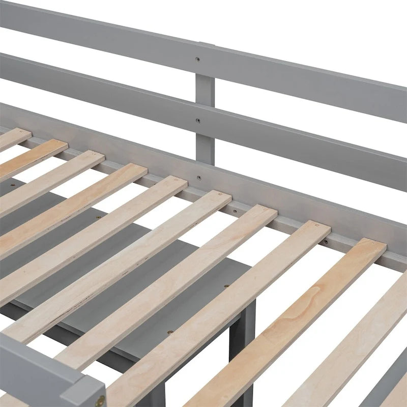 Loft Bed with Retractable Writing Desk and 4 Drawers