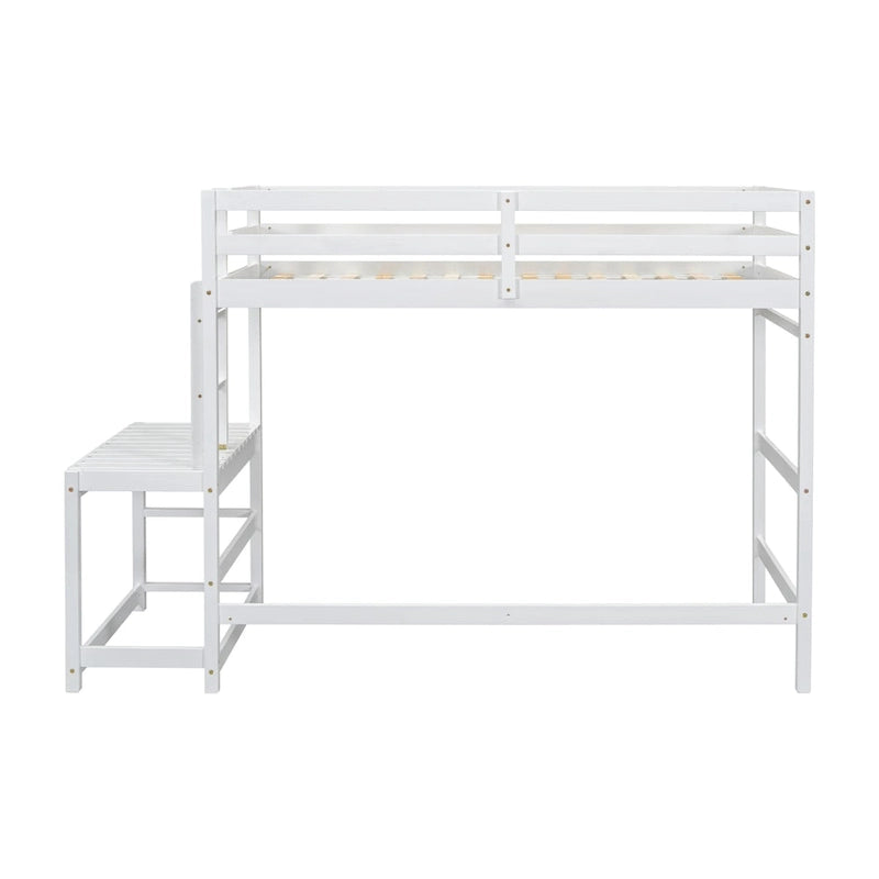 Twin High Loft Bed with Ladder landing Platform, Ladders, Guardrails